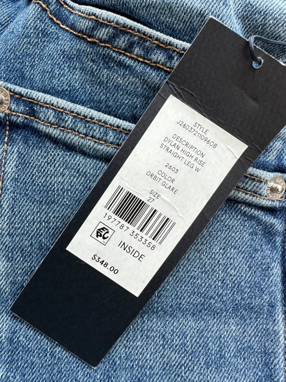 Veronica Beard DYLAN Patch Pocket Straight Leg Jeans Jean Orbit - With Tags - 27 - Picture 4 of 7